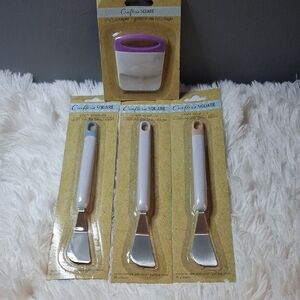 Crafters 4pcs Bundle White and Silver Craft Spatula & Craft Scaper New